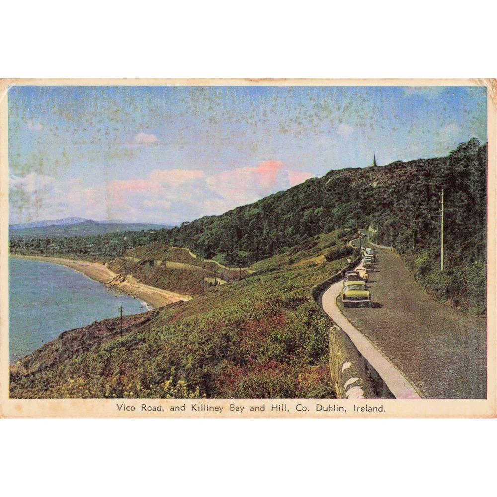 Vtg Vico Road Killiney Bay Hill Dublin Ireland Postcard 1967 Postmark Cardall - Picture 1 of 2